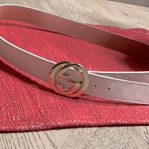 Fake Gucci White Belt